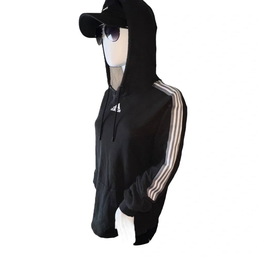 Adidas Pullover Sweatshirt Hoodie in Mottled Black